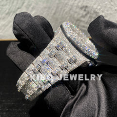 Automatic Fully Iced Out Hand Setting Moissanite Diamond watchs hop