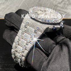 Automatic Fully Iced Out Hand Setting Moissanite Diamond watchs hop