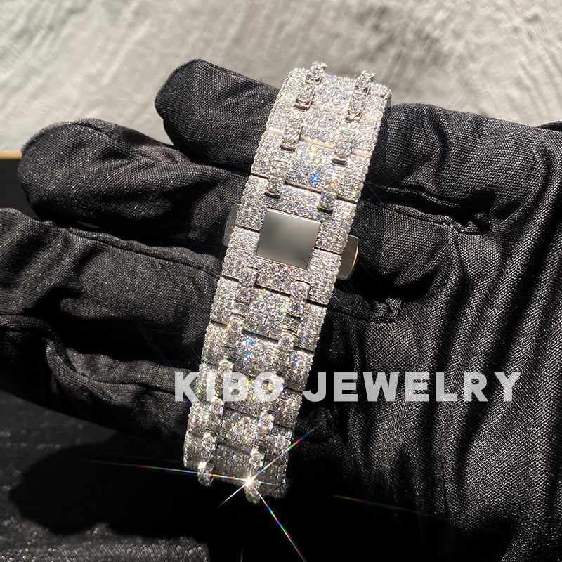 Automatic Fully Iced Out Hand Setting Moissanite Diamond watchs hop