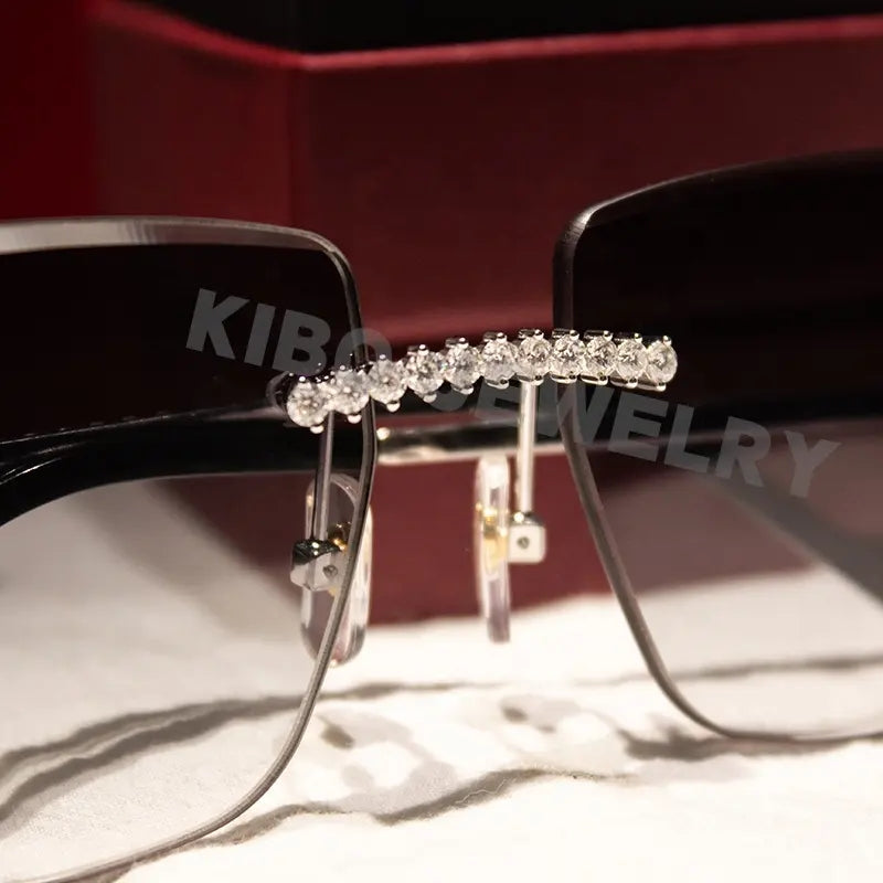 Real Rapper Jewelry Moissanite Diamond Glasses Shadow Iced Out C hip hop sunglasses