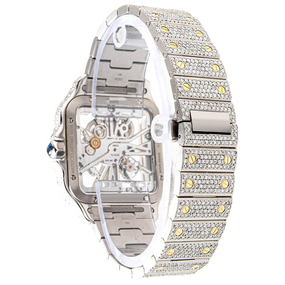 KIBO jewelry iced out vvs moissanite skeleton automatic mechanical rapper hip hop watch