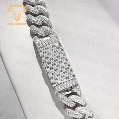 22mm Hip Hop Men 925 Sterling Silver VVS Baguette Moissanite Cuban Link Chain