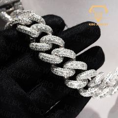 22mm Hip Hop Men 925 Sterling Silver VVS Baguette Moissanite Cuban Link Chain