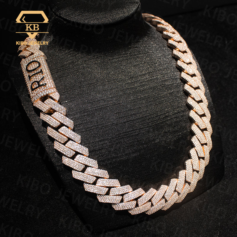 Hip hop Jewelry 20mm VVS Moissanite Diamond Cuban Link Chain 925 Silver Moissanite Necklace