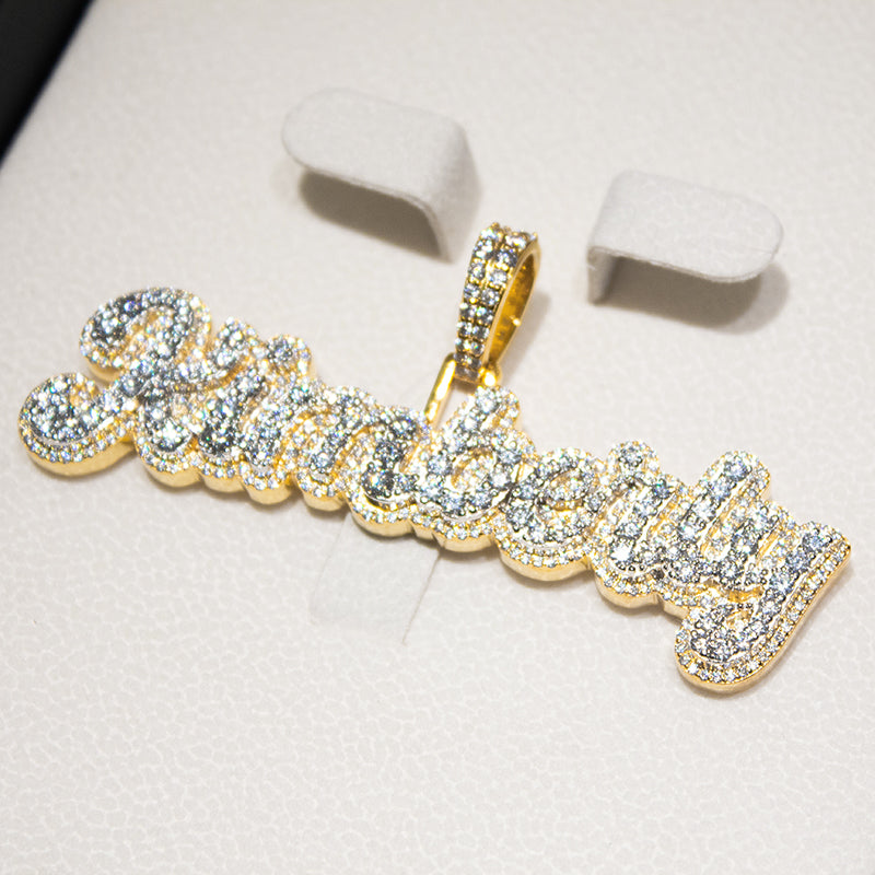 Custom Iced Out VVS Moissanite Silver Hip Hop Letter Name Pendant