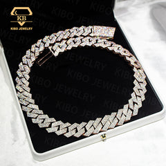 Heavy Silver weight 20mm 4rows VVS Moissanite diamond gold Plated Cuban link chain for Man