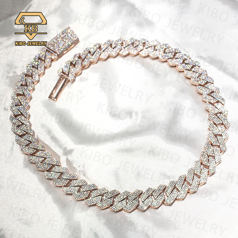 Heavy Silver weight 20mm 4rows VVS Moissanite diamond gold Plated Cuban link chain for Man