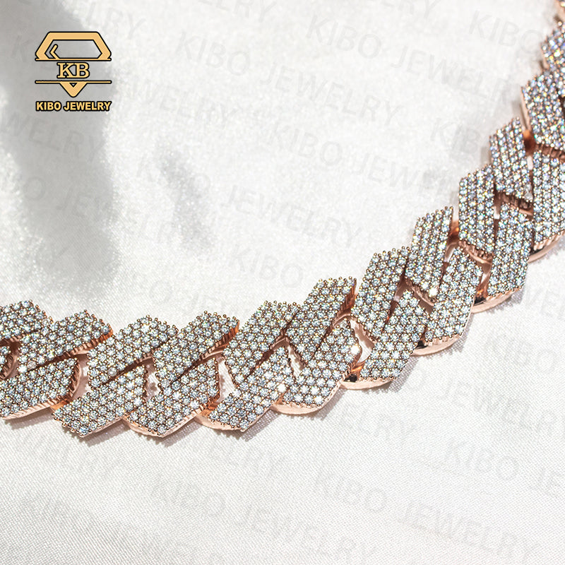 Heavy Silver weight 20mm 4rows VVS Moissanite diamond gold Plated Cuban link chain for Man