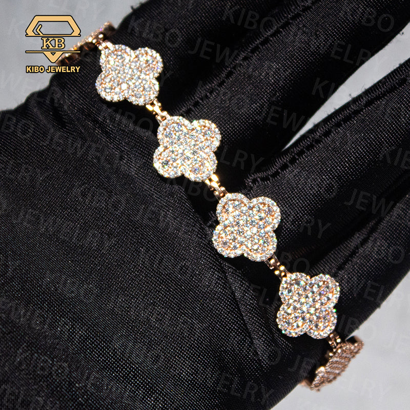 Hot Sale Fashion Jewelry Bracelets Iced Out Clover Moissanite Bracelet 925 Sterling Silver Moissanite Bracelets