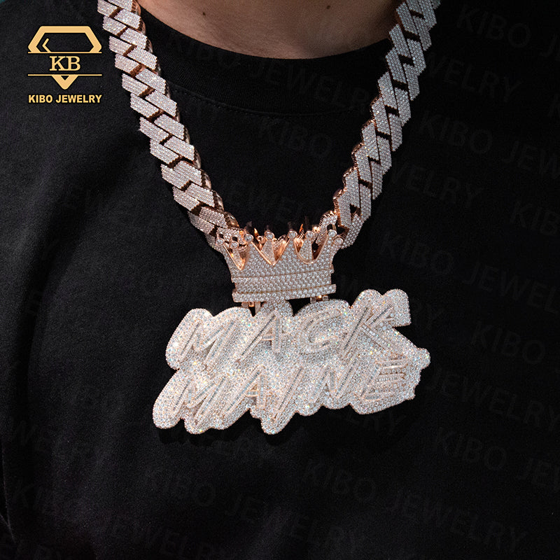 Custom Vvs Moissanite Name Letter Pendant Men Hop Hop 925 Silver Iced Out Chain Pendant