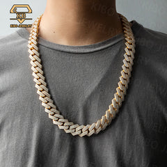 Hip Hop Jewelry 18mm 925 Sterling Silver VVS Moissanite Iced Out Cuban Link Chain Necklace