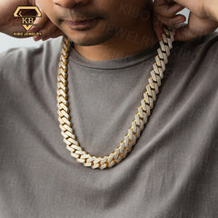 Hip Hop Jewelry 18mm 925 Sterling Silver VVS Moissanite Iced Out Cuban Link Chain Necklace