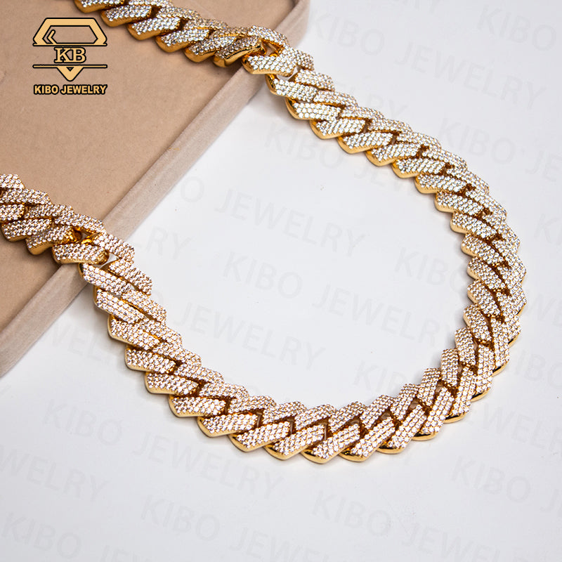 Hip Hop Jewelry 18mm 925 Sterling Silver VVS Moissanite Iced Out Cuban Link Chain Necklace