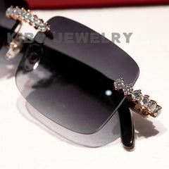 Fashion Jewelry Cool Buffalo Horn Glasses For Men Handsome Moissanite Hip Hop Sunglasses Rap