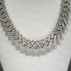 Iced Out 925 Silver Hiphop VVS Baguette Moissanite Cuban Link Chain