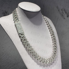 Iced Out 925 Silver Hiphop VVS Baguette Moissanite Cuban Link Chain