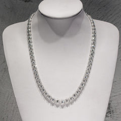  Iced Out 925 Sterling Silver Square Necklace Clustered Tennis Moissanite Chain