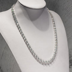  Iced Out 925 Sterling Silver Square Necklace Clustered Tennis Moissanite Chain