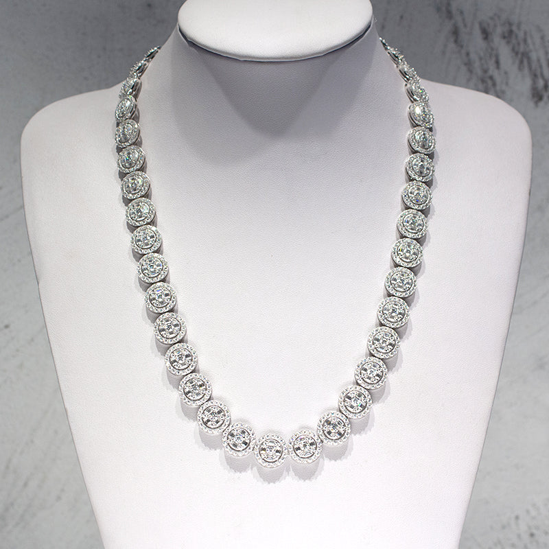 Customized 13mm moissanite Bust Down Baguette Moissanite Tennis Chain