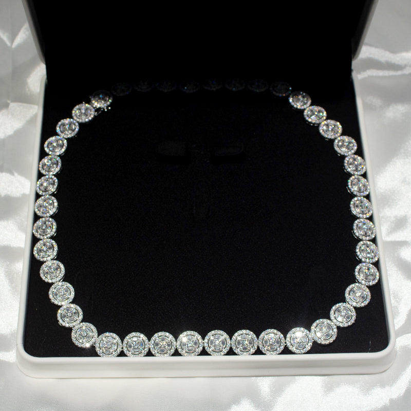 Customized 13mm moissanite Bust Down Baguette Moissanite Tennis Chain