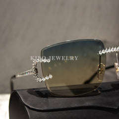 Iced Out Glasses For Women Men Handmade Setting VVS Moissanite Sunglasses Rap