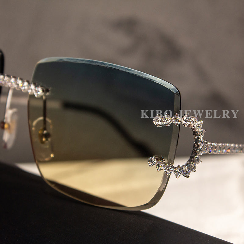 Iced Out Glasses For Women Men Handmade Setting VVS Moissanite Sunglasses Rap