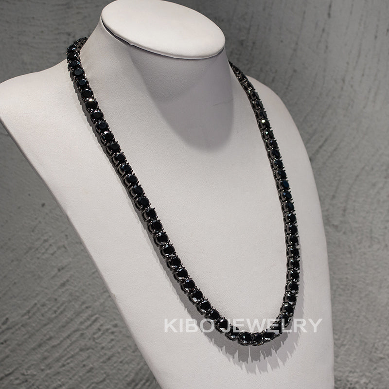 Hip hop 925 sterling silver 6.5mm black moissanite tennis chain