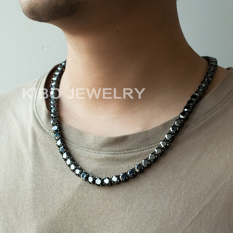 Hip hop 925 sterling silver 6.5mm black moissanite tennis chain