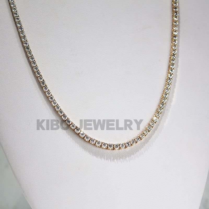 Hiphop  3mm vvs moissanite 14k gold tennis link chain necklace