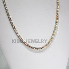 Hiphop  3mm vvs moissanite 14k gold tennis link chain necklace