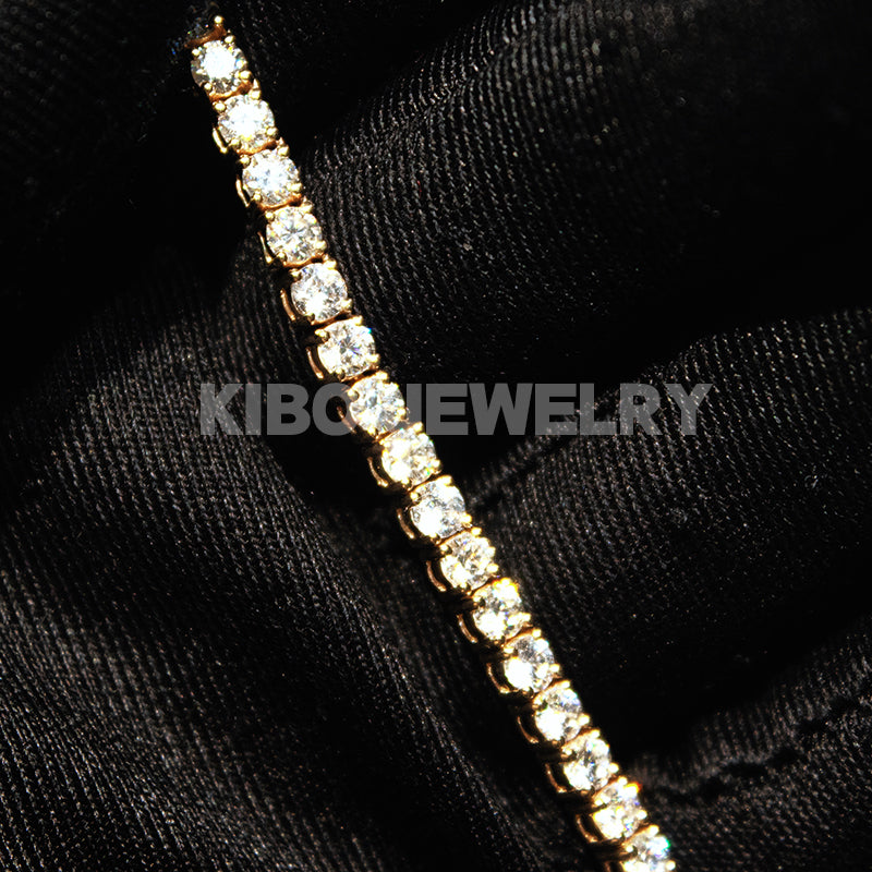 Hiphop  3mm vvs moissanite 14k gold tennis link chain necklace