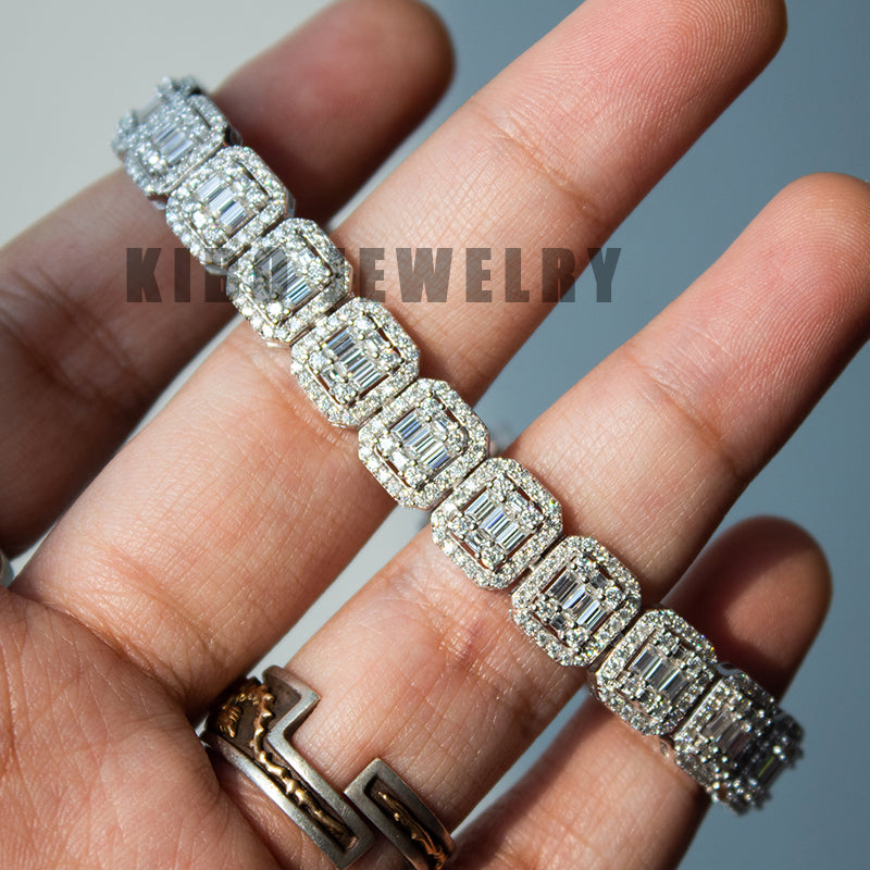 Hot Sale Gold Plated Iced Out Clustered Moissanite Tennis Bracelet