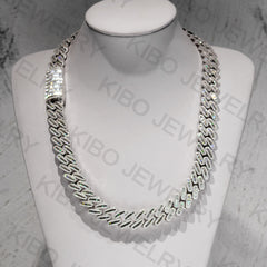 18mm Necklace Baguette Cut Moissanite Hip Hop Cuban Link Chains Iced Out Jewellery