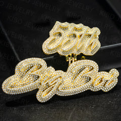 Custom Hip Hop Iced Out Jewelry VVS Moissanite Letter Name Pendant