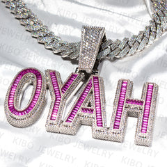 Custom Iced Out 925 Sterling Silver VVS Baguette Moissanite Diamond Hip Hop Pendant