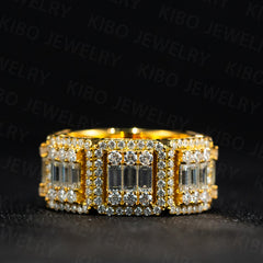 Iced Out Jewelry VSS Baguette Moissanite Fully for Clustered Band Ring