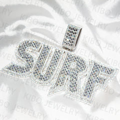 Custom Letter Iced Out Jewelry Charm 925 Silver VVS Baguette Cut Hip Hop Diamond Pendants