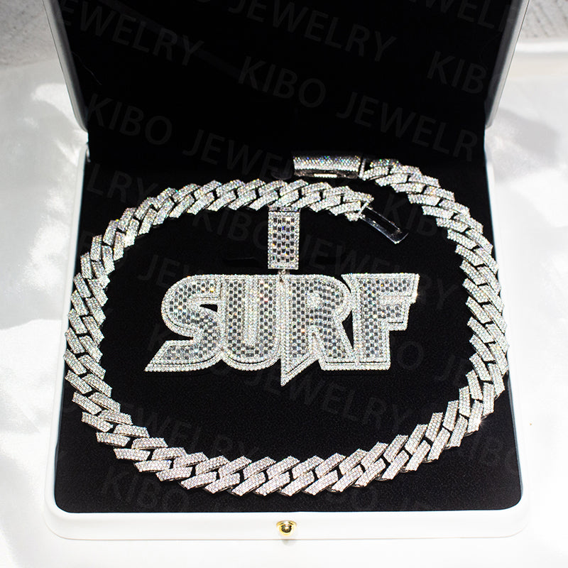 Custom Letter Iced Out Jewelry Charm 925 Silver VVS Baguette Cut Hip Hop Diamond Pendants