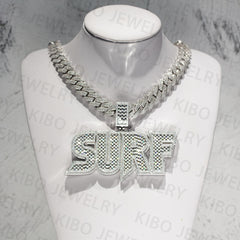 hip hop baguette moissanite iced out customize pendant in 925 sterling silver