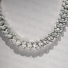 Hiphop Moissanite 925 Silver Baguette Moissanite Cuban Link Chain