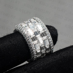 Hip hop jewelry 925 silver gold plated for mens moissanite band ring