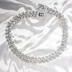 Hip Hop Jewelry 925 Sterling Silver VVS Baguette Moissanite 20mm Cuban Link Chains