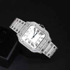 Custom High-end Bling Full Diamond VVS Moissanite Stainless Steel Mechanica Hip Hop Iced Out Watches