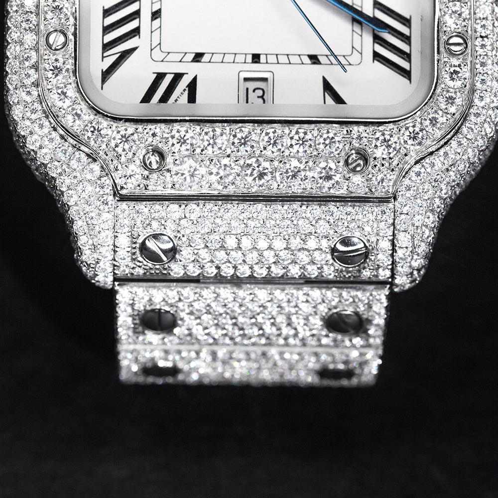 Custom High-end Bling Full Diamond VVS Moissanite Stainless Steel Mechanica Hip Hop Iced Out Watches