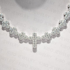 925 Sterling Silver VVS Moissanite Diamond Iced Out Cross Link Chain