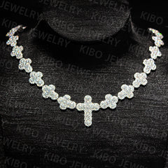 Moissanite Tennis Cross Chain Hip Hop Iced Out Necklace