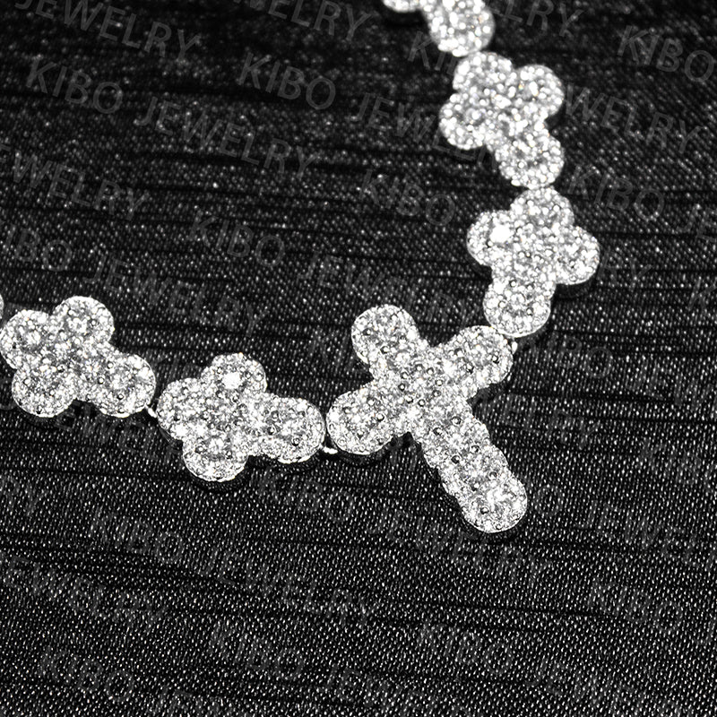 Moissanite Tennis Cross Chain Hip Hop Iced Out Necklace