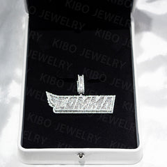 Custom Initial Letter Baguette Moissanite White Gold Plated Iced Out Real hip hop pendant