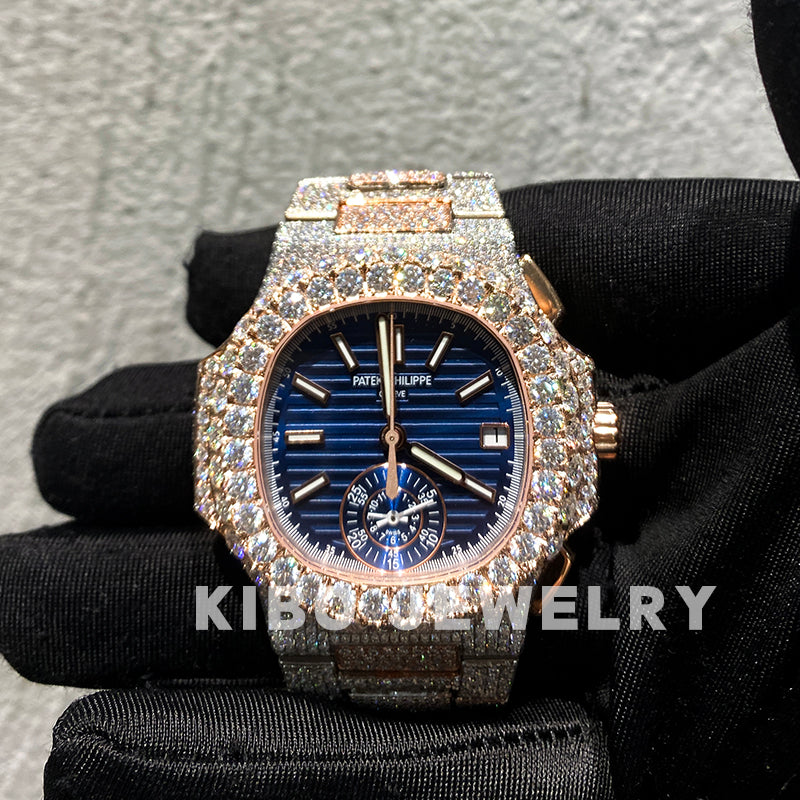 Luxury brand hip hop mechanical vvs iced out moissanite watch