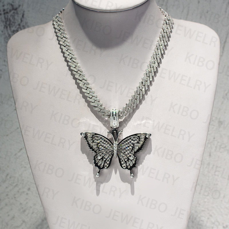 Custom Personalized Hip Hop Jewelry Moissanite Diamonds Butterfly Pendant